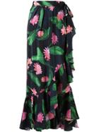 Isolda High-waisted Midi Skirt, Women's, Size: 36, Blue, Silk