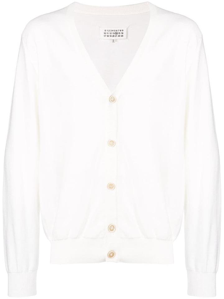 Maison Margiela Elbow Patch V-neck Cardigan - White