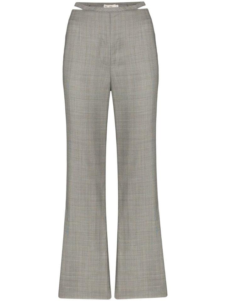 Xu Zhi Check Flared Trousers - Grey