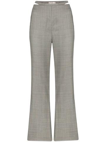 Xu Zhi Check Flared Trousers - Grey