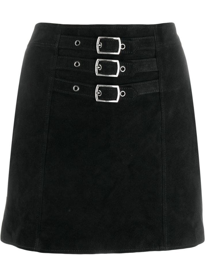 Saint Laurent Triple Buckle Mini Skirt - Black