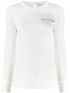 Brunello Cucinelli Beaded Stripe Loose-fit Blouse - White
