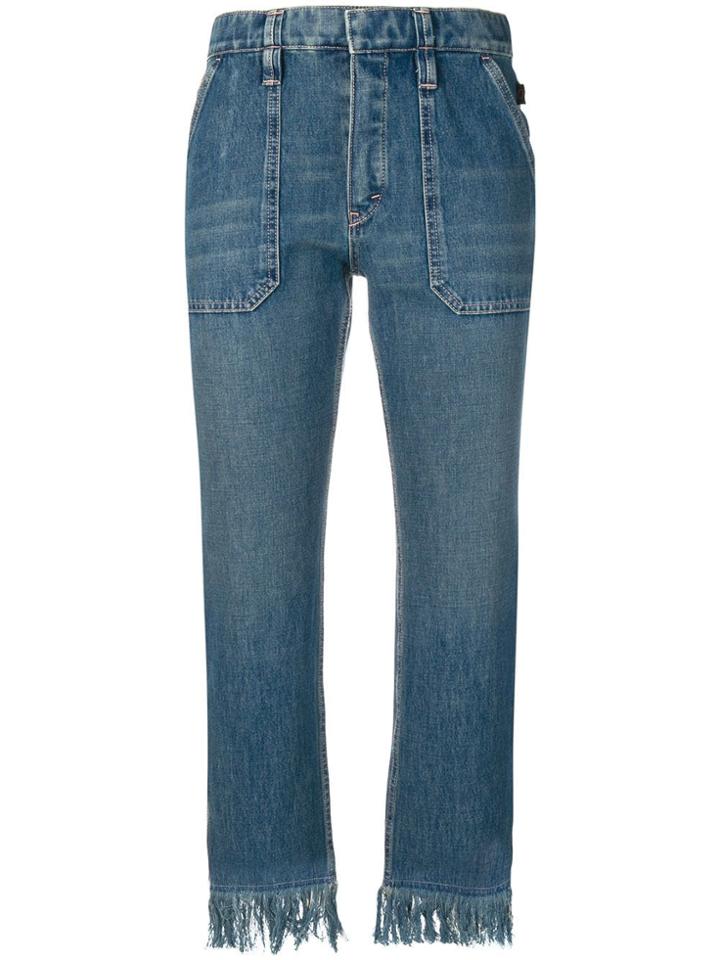 Chloé Cropped Jeans With Frayed Hem - Blue
