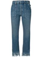 Chloé Cropped Jeans With Frayed Hem - Blue