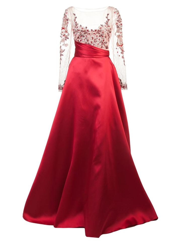 Marchesa Notte Empire Line Flared Dress