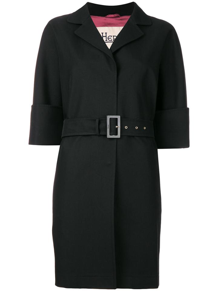 Herno Belted Short-sleeve Coat - Black