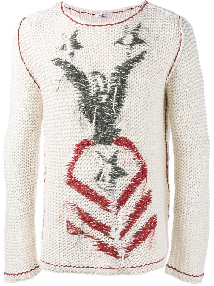 Valentino Embroidered Jumper, Men's, Size: Small, Nude/neutrals, Linen/flax/silk