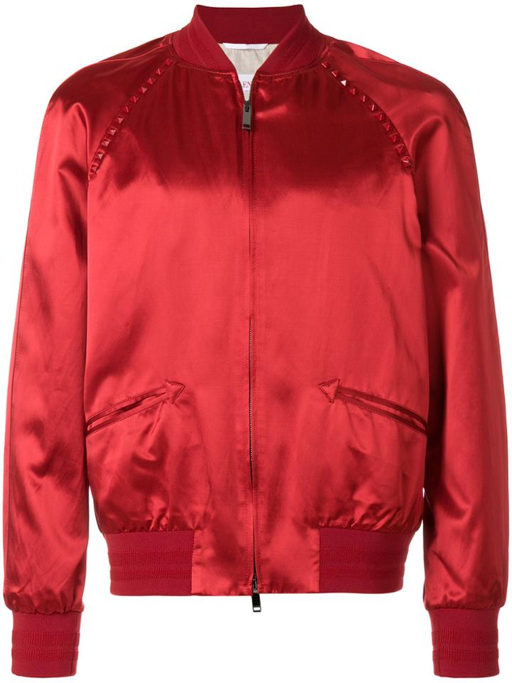 Valentino Stud Trim Bomber - Red