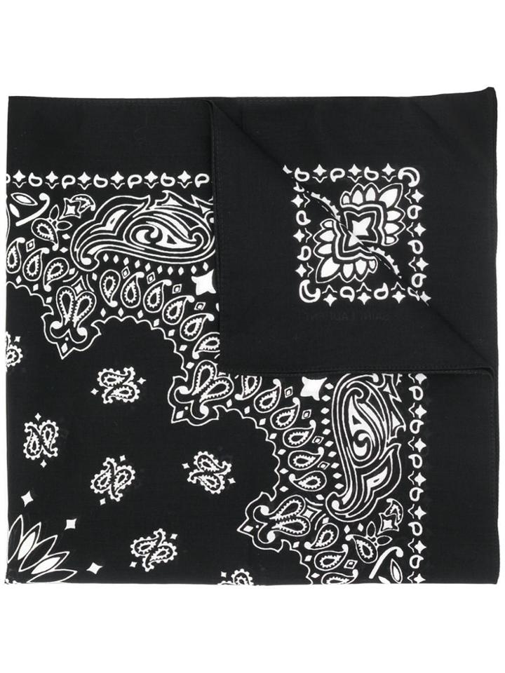 Saint Laurent Paisley Print Bandana - Black