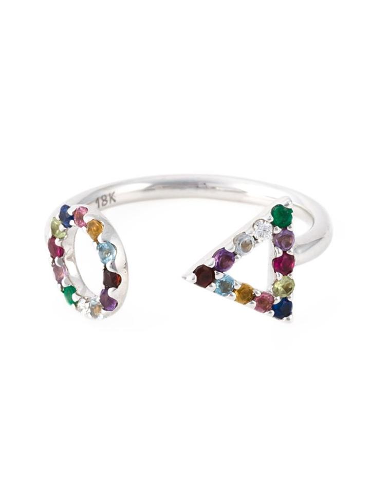 Gisele For Eshvi 18kt White Gold Gemstone Ring, Women's, Size: 7, Metallic