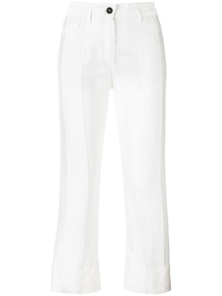 Ann Demeulemeester Flared Hem Trousers - White