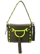 Borbonese - Embroidered Shoulder Bag - Women - Leather/cotton - One Size, Green, Leather/cotton