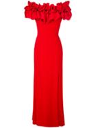 Alexander Mcqueen Ruffle Detail Evening Dress - Red
