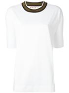 Marni Stripe Collar T-shirt, Women's, Size: 40, White, Cotton/silk