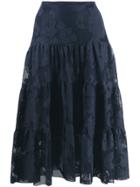 See By Chloé Floral Mesh Tiered Skirt - Blue