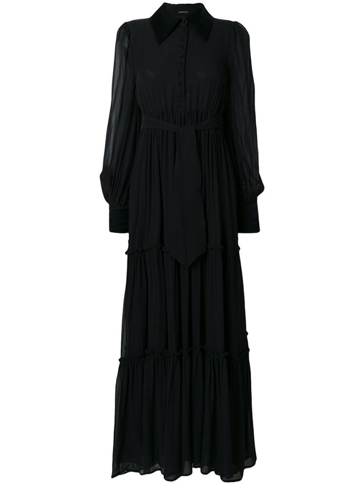 Wandering Flared Maxi Dress - Black