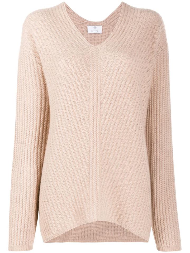 Allude Cashmere V-neck Jumper - Pink