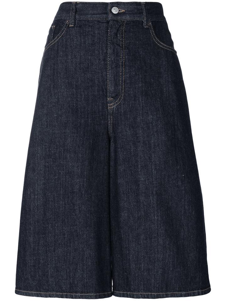 Mm6 Maison Margiela - Cropped Wide Leg Jeans - Women - Cotton - 42, Blue, Cotton