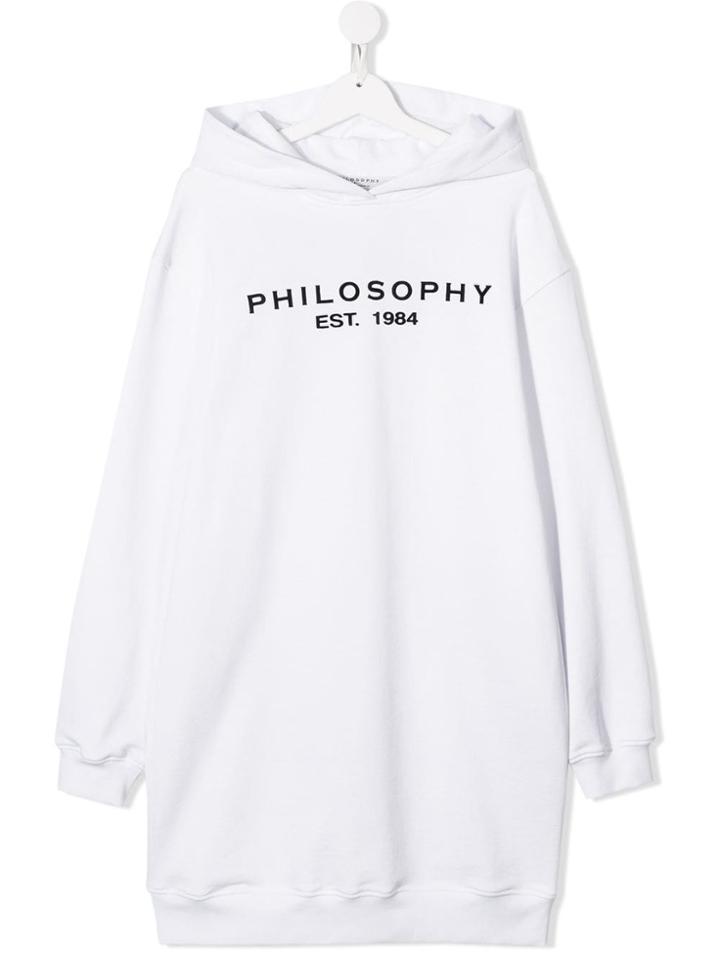 Philosophy Di Lorenzo Serafini Kids Teen Logo Sweatshirt Dress - White