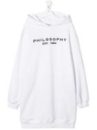Philosophy Di Lorenzo Serafini Kids Teen Logo Sweatshirt Dress - White