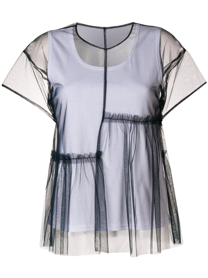 P.a.r.o.s.h. Short Sleeved Tulle Top - Blue