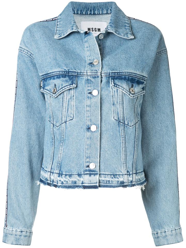 Msgm Logo Trim Denim Jacket - Blue