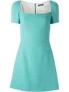 Dolce & Gabbana Square Neckline Dress, Women's, Size: 40, Blue, Silk/spandex/elastane/wool