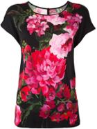 Dolce & Gabbana Flower Print Blouse, Women's, Size: 38, Black, Silk/spandex/elastane