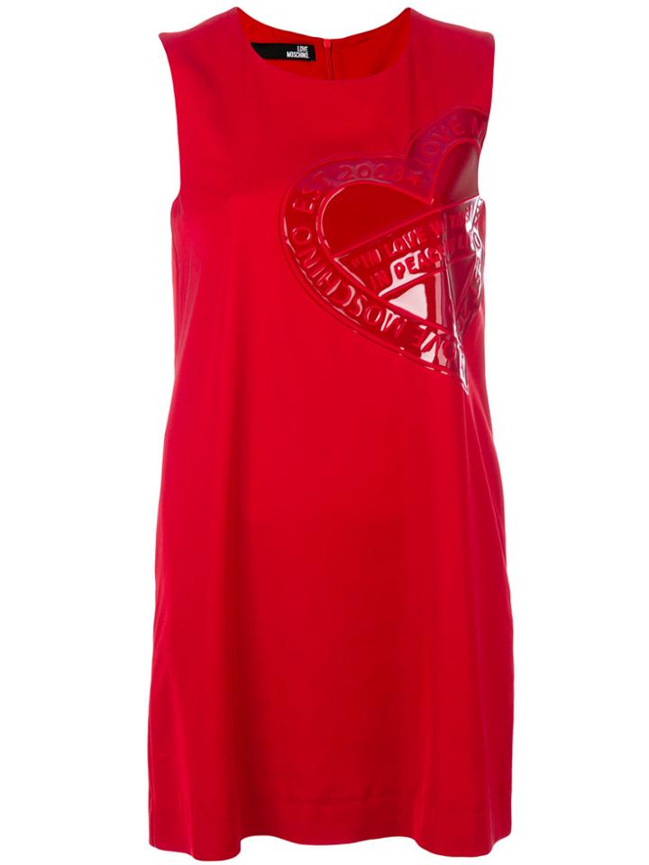 Love Moschino Sleeveless Branded Heart Dress - Red