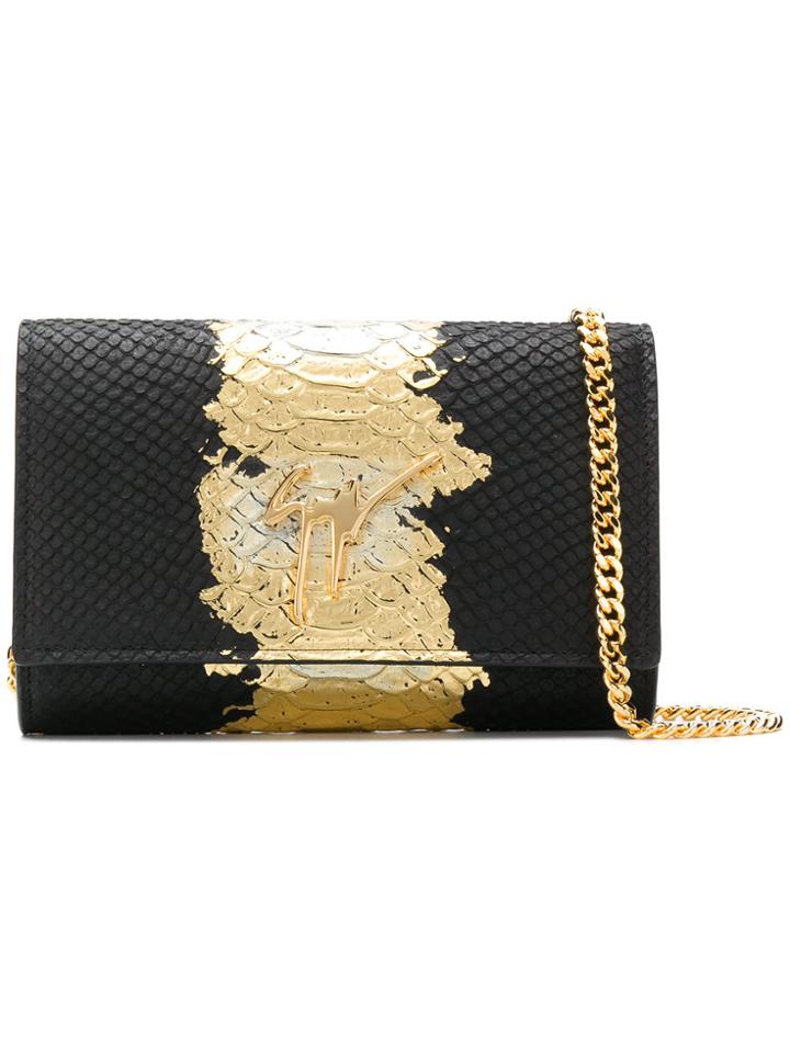 Giuseppe Zanotti Design Python-effect Clutch Bag - Black