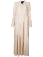 Erika Cavallini - Gathered Detail Maxi Dress - Women - Silk/acetate - 44, Nude/neutrals, Silk/acetate