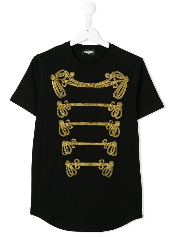 Dsquared2 Kids Band Embroidered T-shirt, Boy's, Size: 14 Yrs, Black