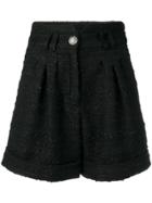 Balmain High-waist Tweed Shorts - Black