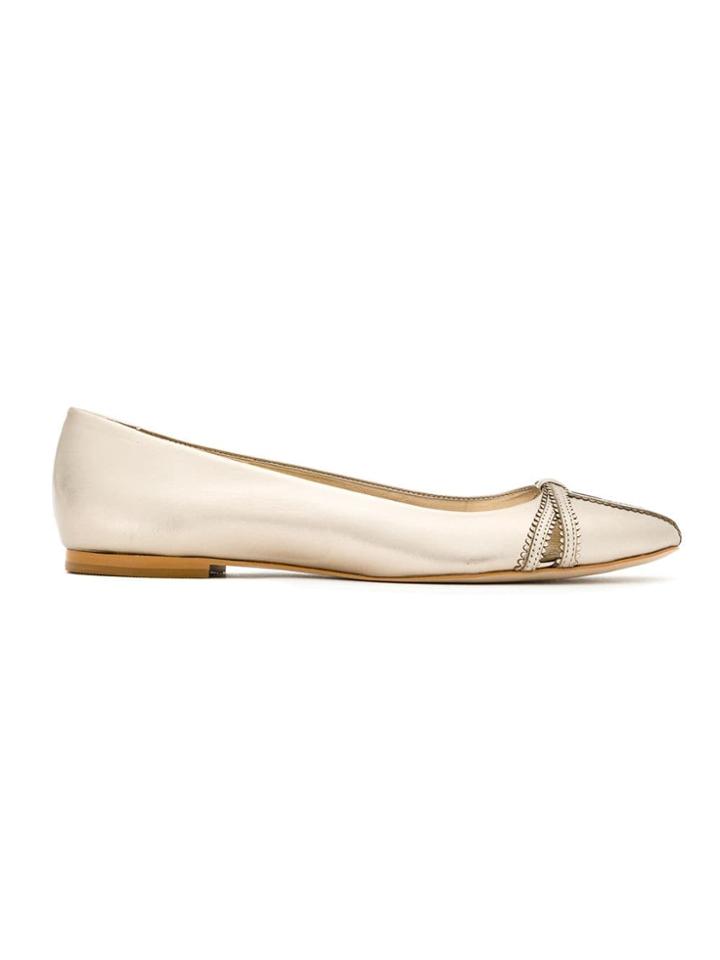 Sarah Chofakian Leather Metallic Ballerinas - Silver