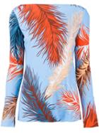 Emilio Pucci 'feathers' Print Blouse, Women's, Size: 44, Blue, Rayon/silk