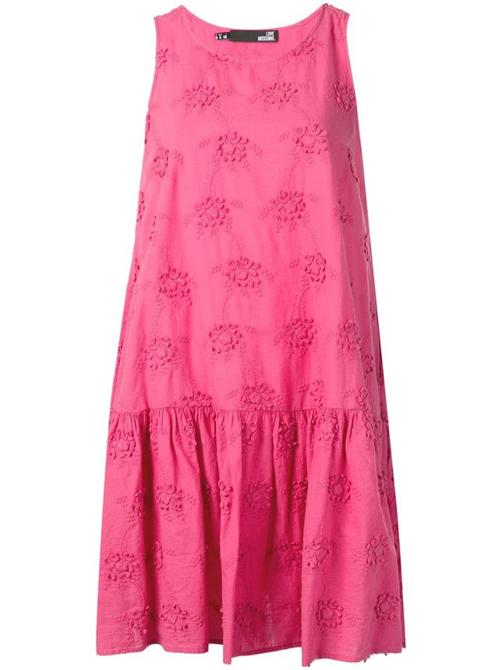 Love Moschino Embroidered Floral Mini Dress - Pink
