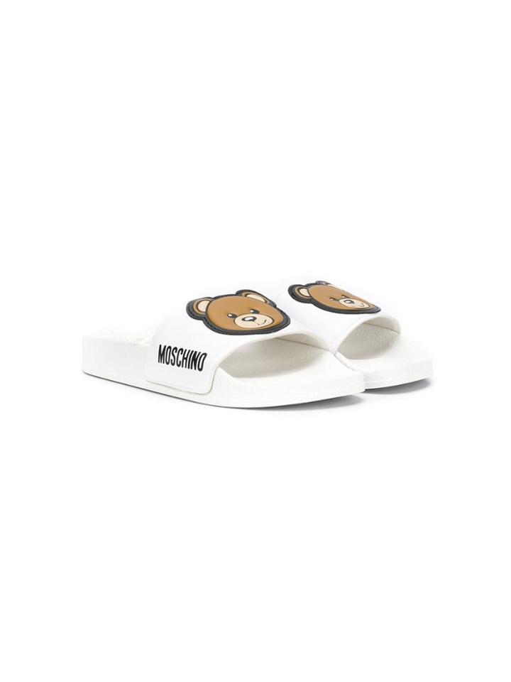 Moschino Kids Teddy Bear Slides - White