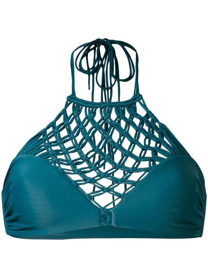 Mikoh - Lattice Neck Bikini - Women - Nylon/spandex/elastane - M, Blue, Nylon/spandex/elastane