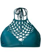 Mikoh - Lattice Neck Bikini - Women - Nylon/spandex/elastane - M, Blue, Nylon/spandex/elastane