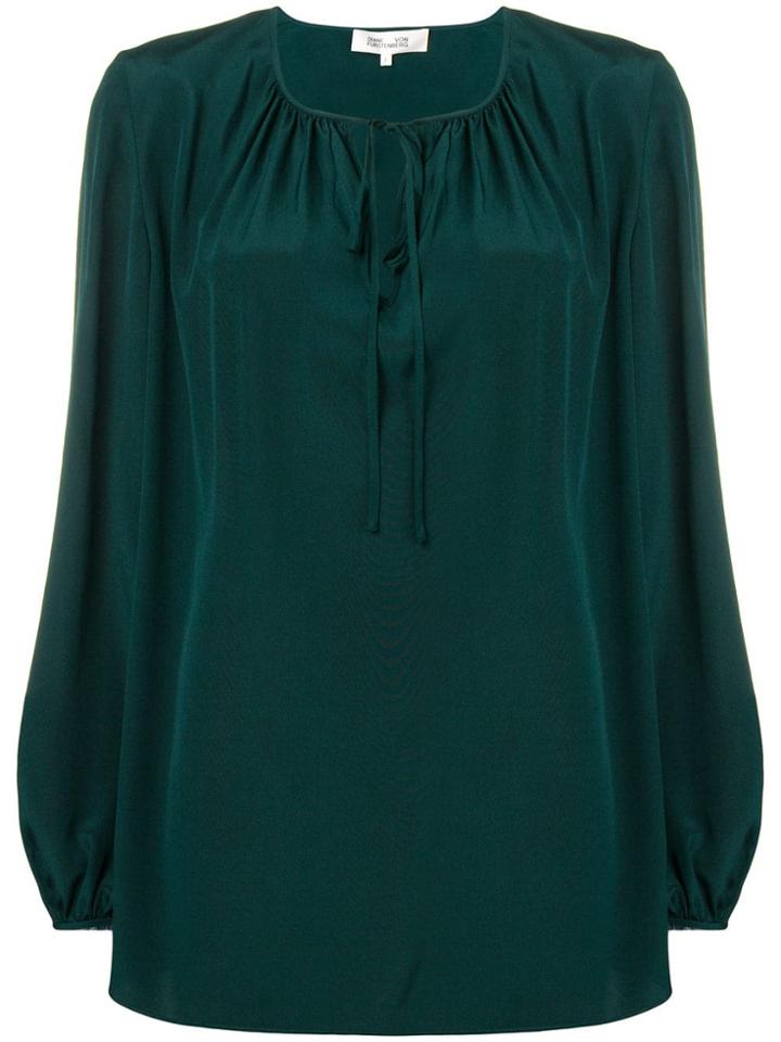 Dvf Diane Von Furstenberg Tie Neck Blouse - Green