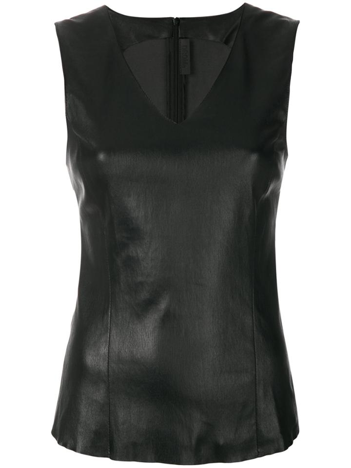 Drome Fitted Leather Top - Black