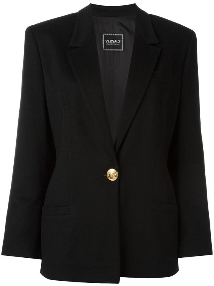 Versace Vintage Button Blazer - Black