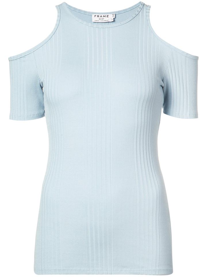 Frame Denim - Cutout Shoulder Ribbed Top - Women - Spandex/elastane/modal/supima Cotton - M, Blue, Spandex/elastane/modal/supima Cotton