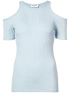 Frame Denim - Cutout Shoulder Ribbed Top - Women - Spandex/elastane/modal/supima Cotton - M, Blue, Spandex/elastane/modal/supima Cotton