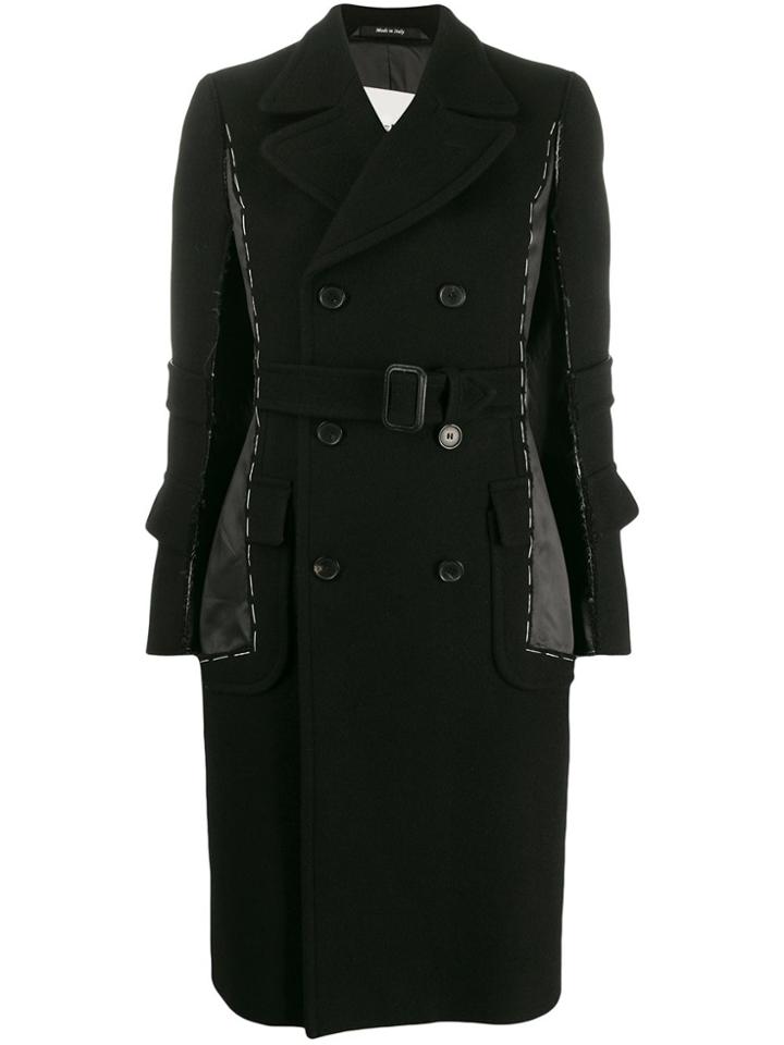 Maison Margiela Stitched Double Breasted Coat - Black