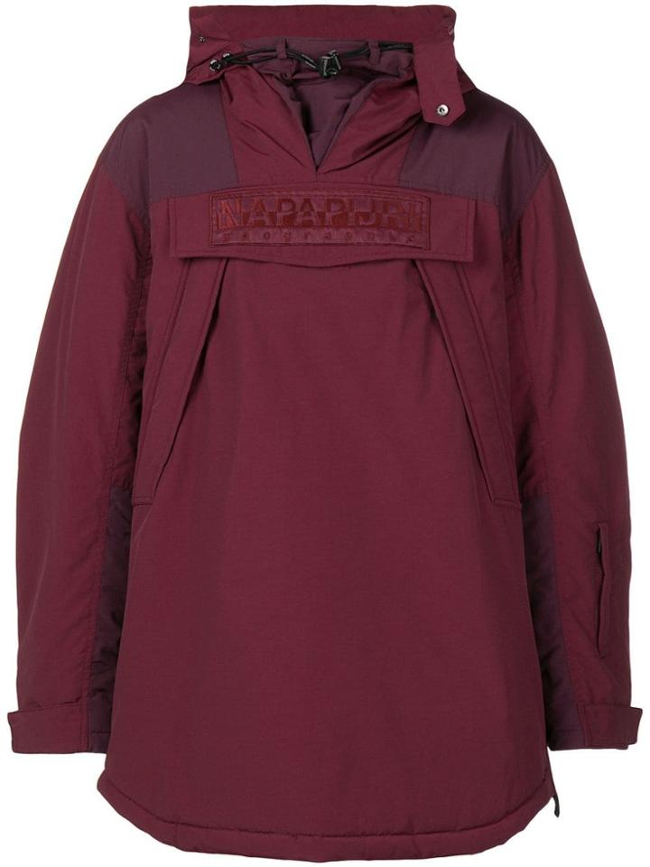 Napapijri Hooded Windbreaker Coat - Red