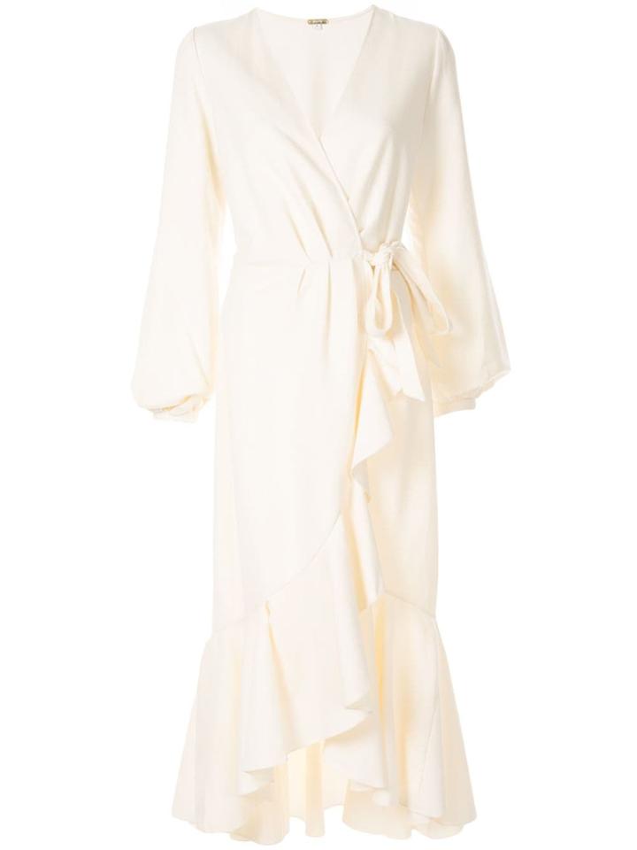 Johanna Ortiz Mundo Abstracto Ruffle Wrap Dress - White