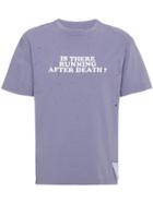 Satisfy Slogan Moth Eaten T Shirt - Purple