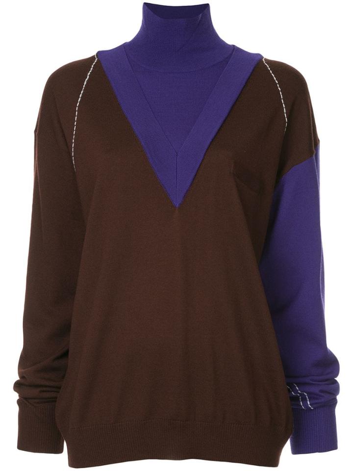 Irene Layered V-neck Jumper - Brown
