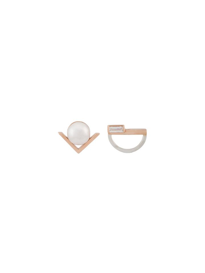 Kova Asymmetric Stud Earrings - Metallic